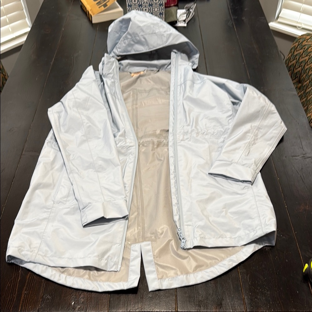 Light Blue Hooded Rain Jacket